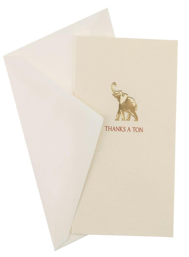 Graphique Elephant La Petite Presse Boxed Notecards - 10 Embossed and Embellished Gold Foil "Thanks a Ton" Elephant Notes with Matching Envelopes, 3.25" x 4.75 - Image 2